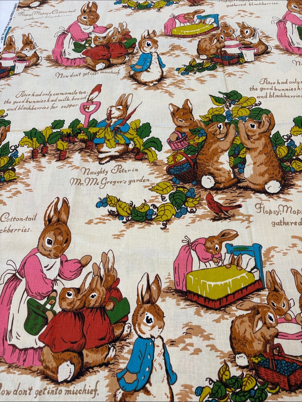 Vintage Beatrix Potter 1970’s Peter Rabbit Fabric